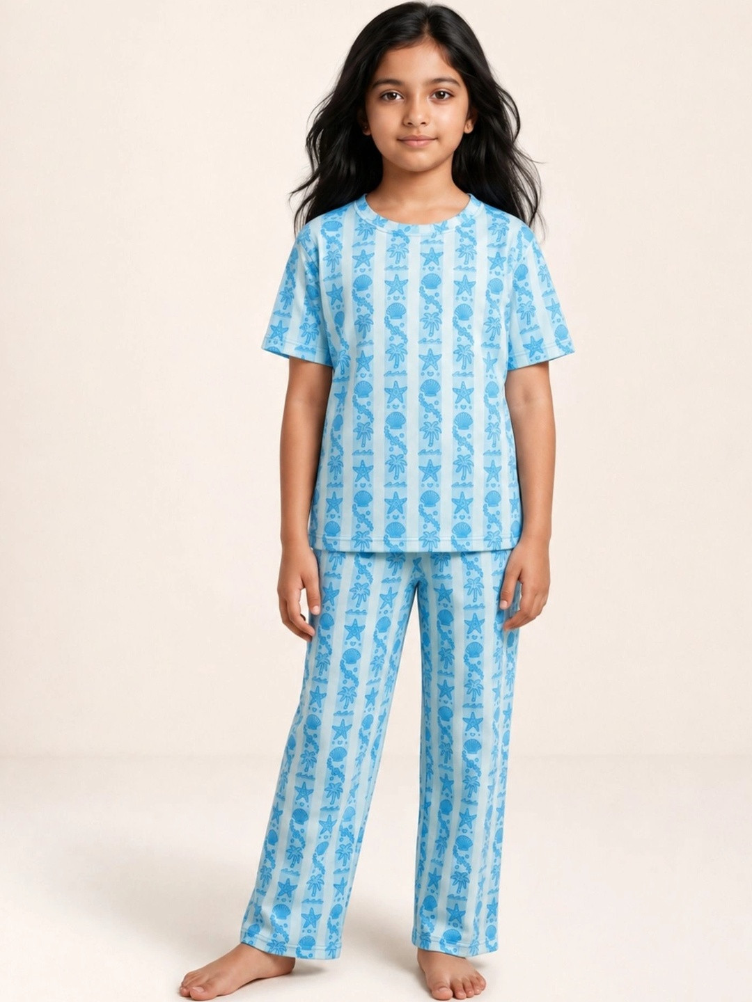 Anthrilo Girls Striped Night suit