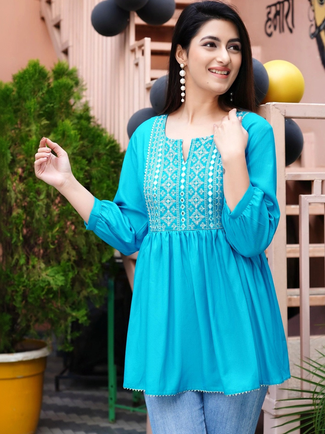 SUBHLAXMI FASHION Women Embroidered Handloom Empire Kurti