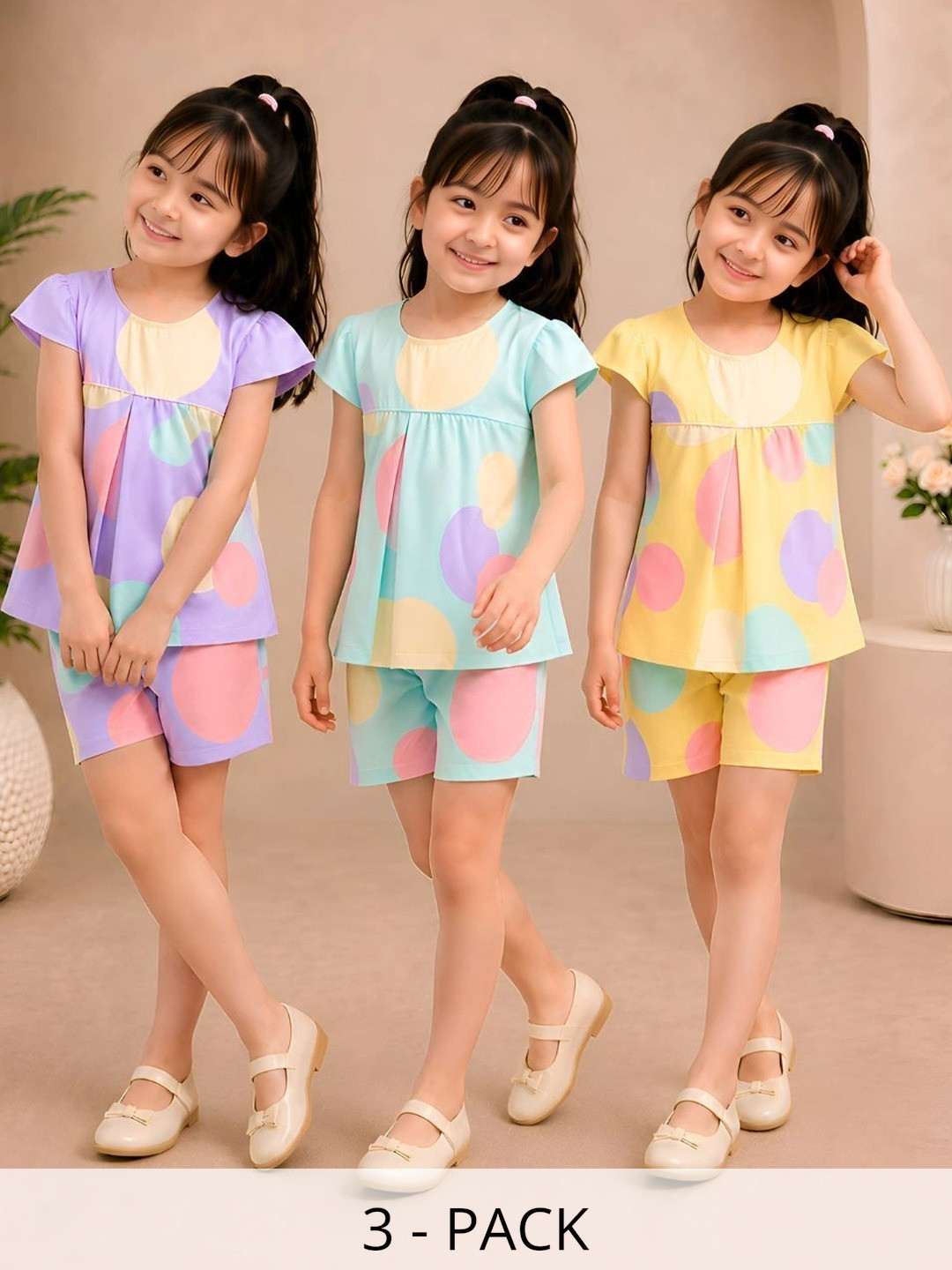 VP TEXX Girls Printed Top with Shorts
