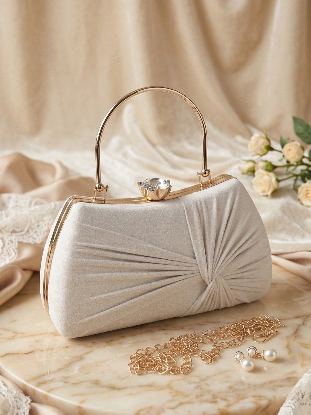 MISHA Textured Embellished Box Clutch