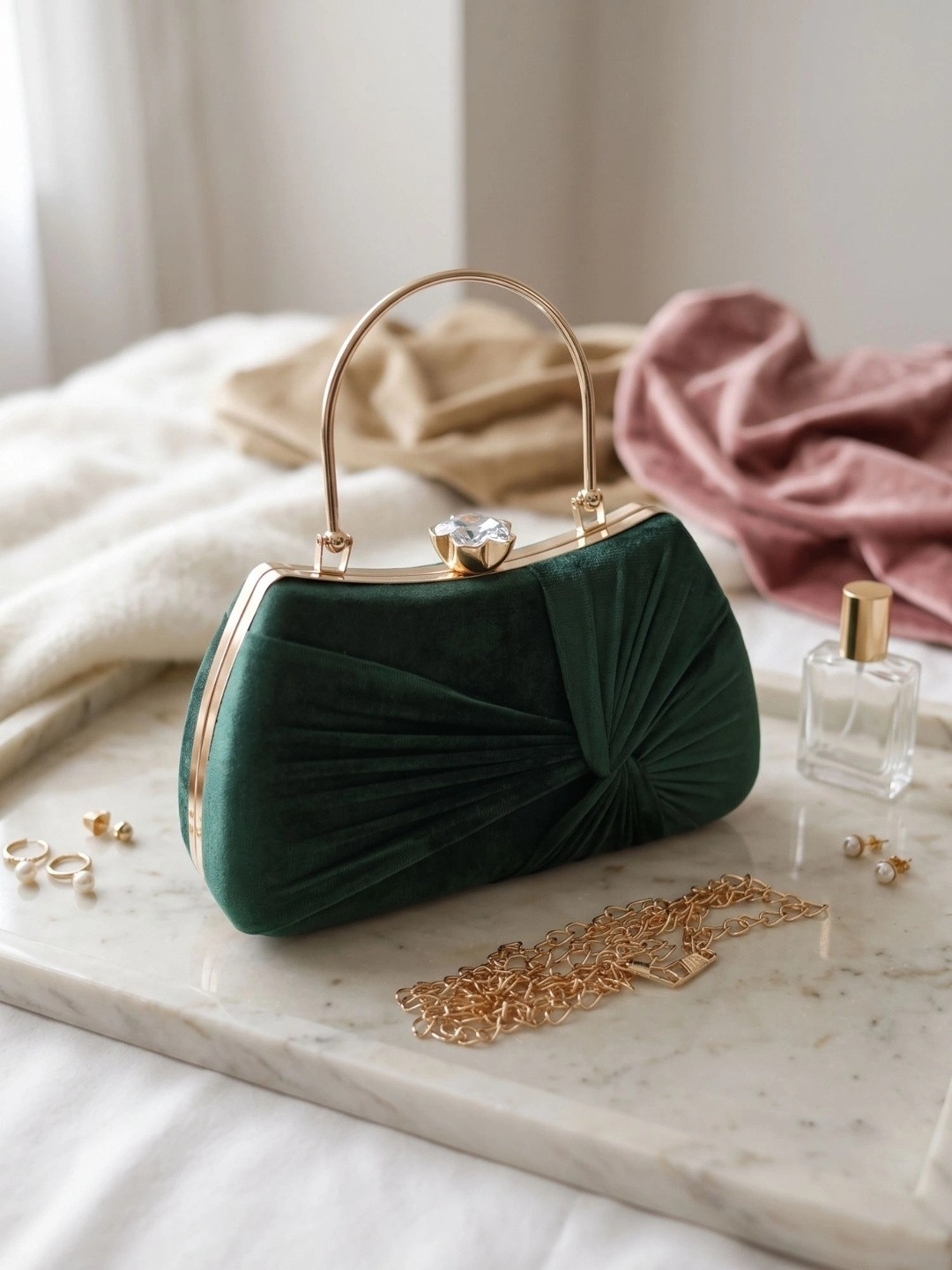 MISHA Textured Embellished Box Clutch