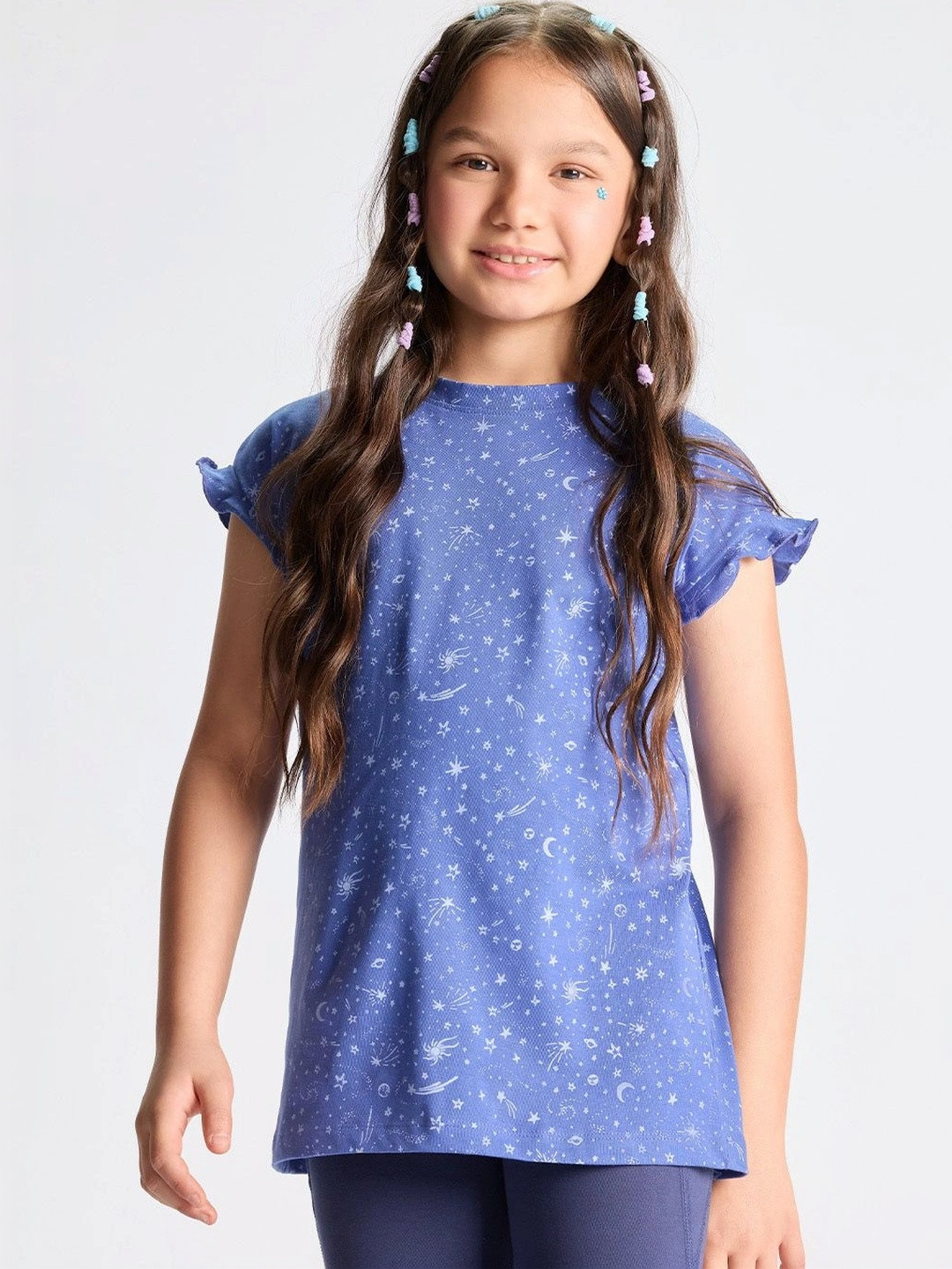 Dotokids Girls Print Flutter Sleeve Ruffles Cotton Top