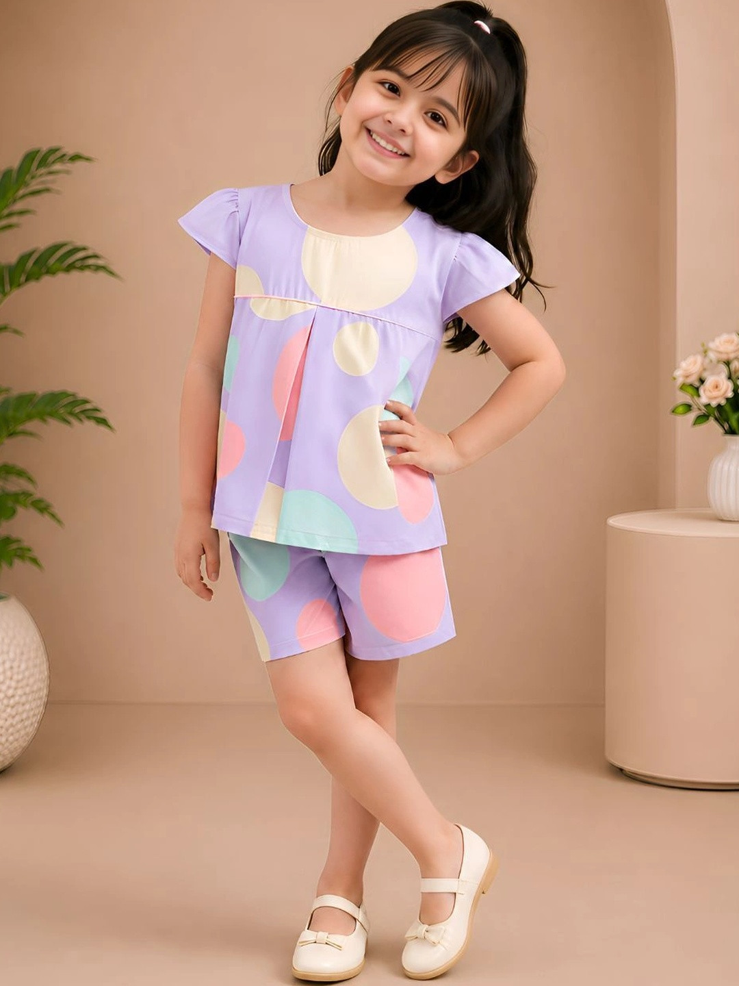 VP TEXX Girls Printed Top with Shorts