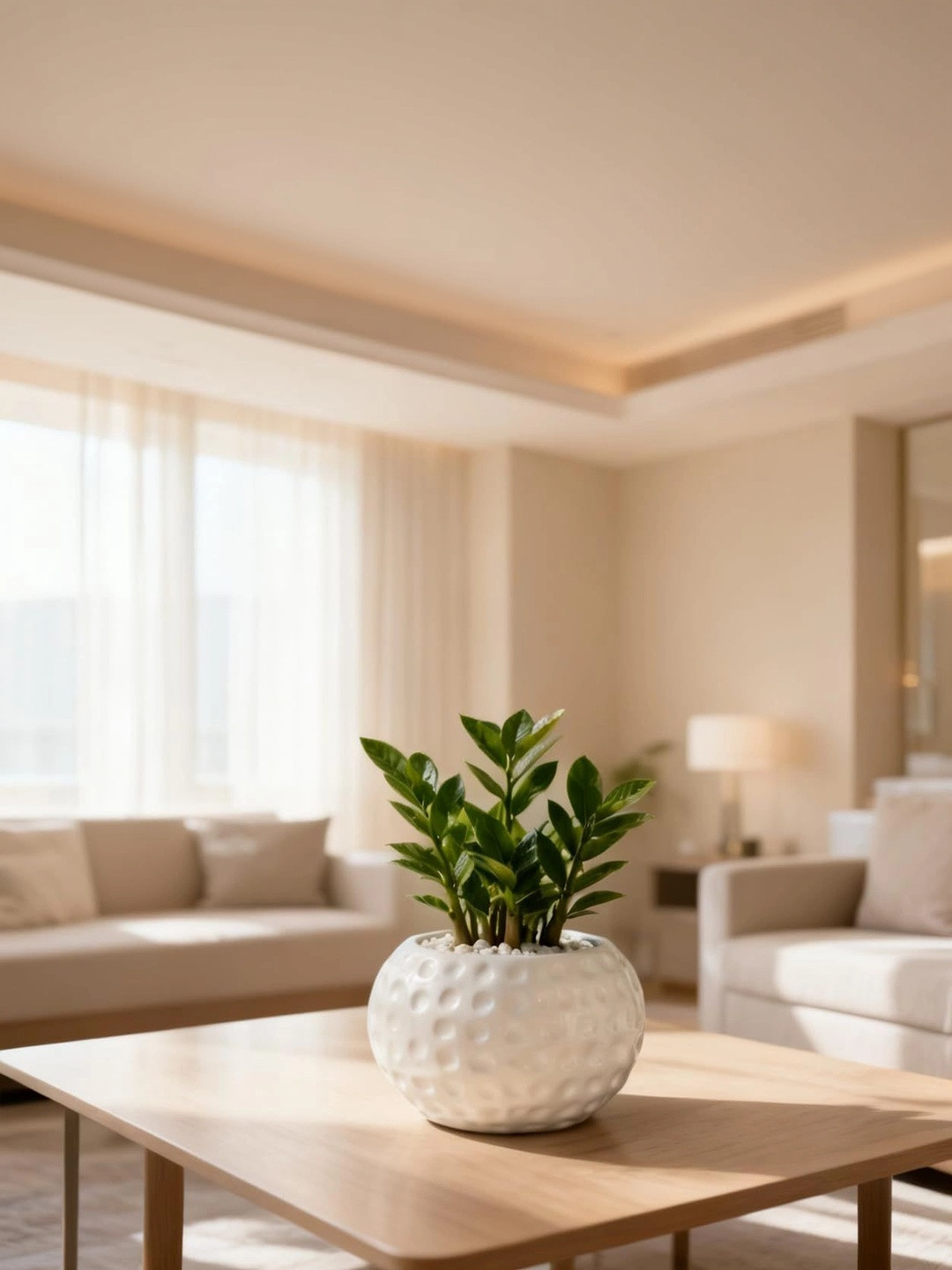 LASAKI White Ceramic Durable Round Planters With Plate
