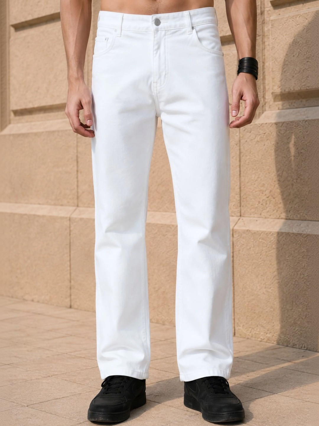 R.Code by The Roadster Life Co. Men Classic Straight Fit Mid-Rise Stretchable Jeans