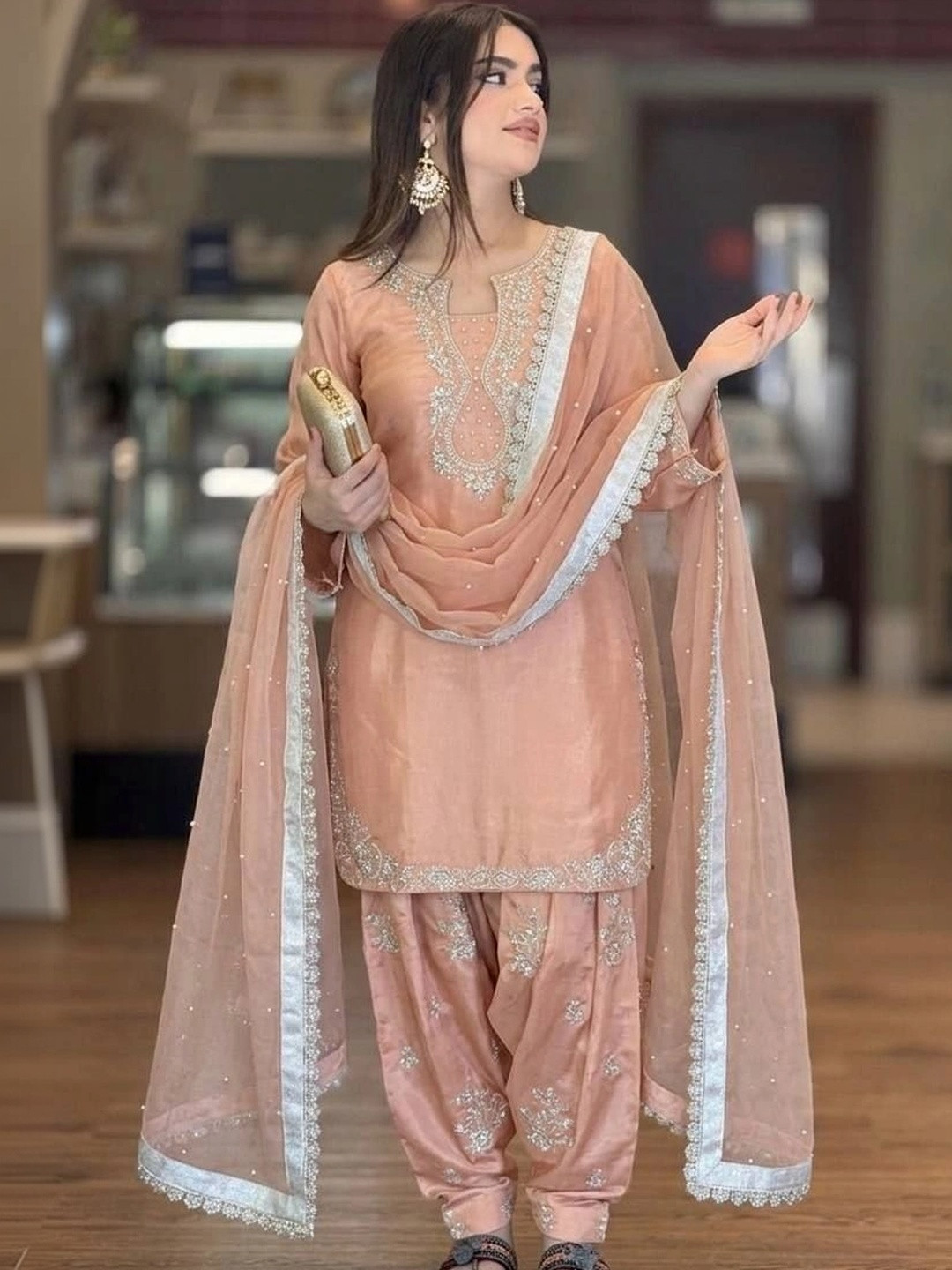 NILHARI Ethnic Motifs Embroidered Pure Silk Blend Kurti