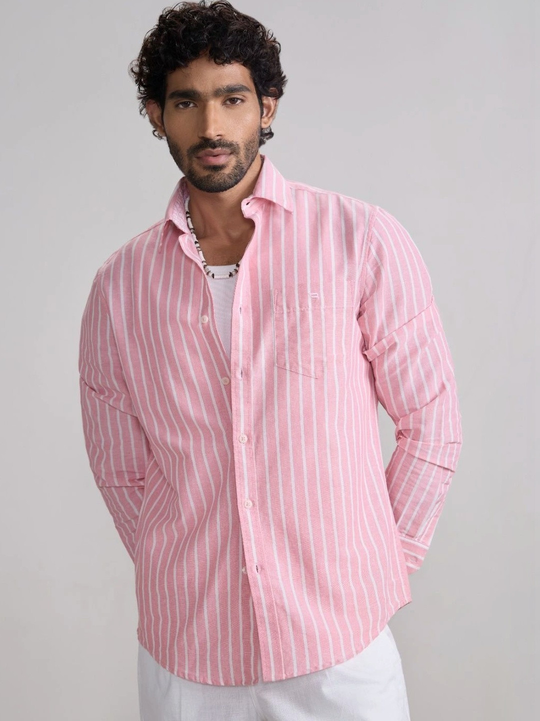 Blue Buddha Men Tailored Fit Striped Casual Shirt (Blue) - Image 1