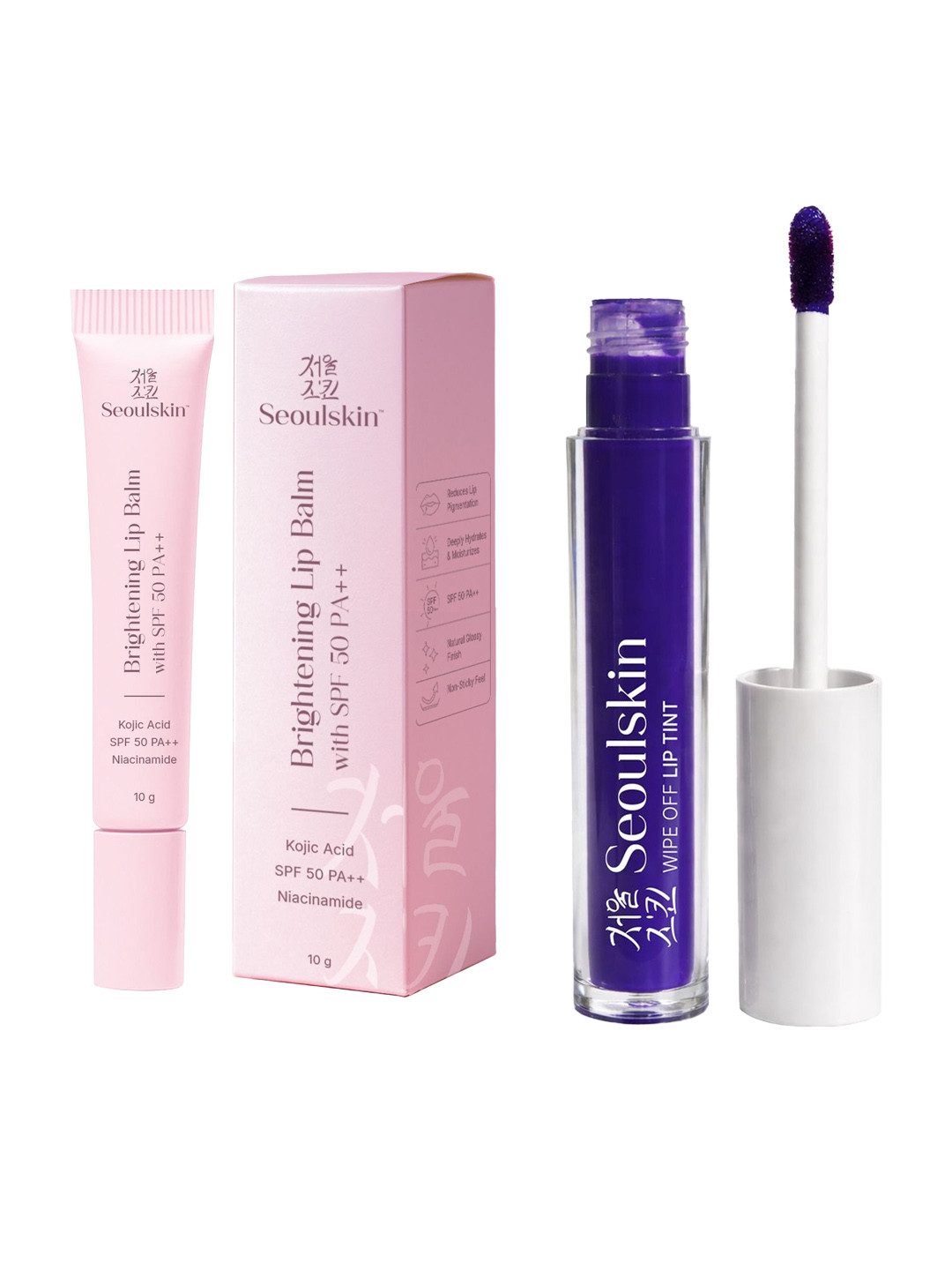 SEOULSKIN Pack of 2 Wipe Off Lip Tint & Kojic Acid Lip Balm with SPF 50 PA++ - 10 g