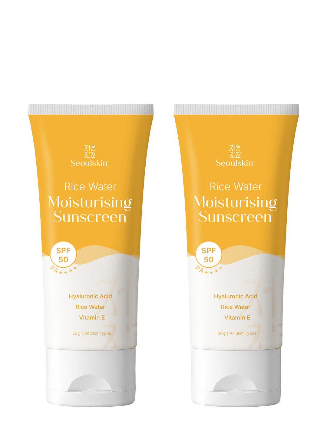 SEOULSKIN Set of 2 Rice Water Sunscreen SPF50 PA++++ with Hyaluronic Acid &Vitamin E -50gm
