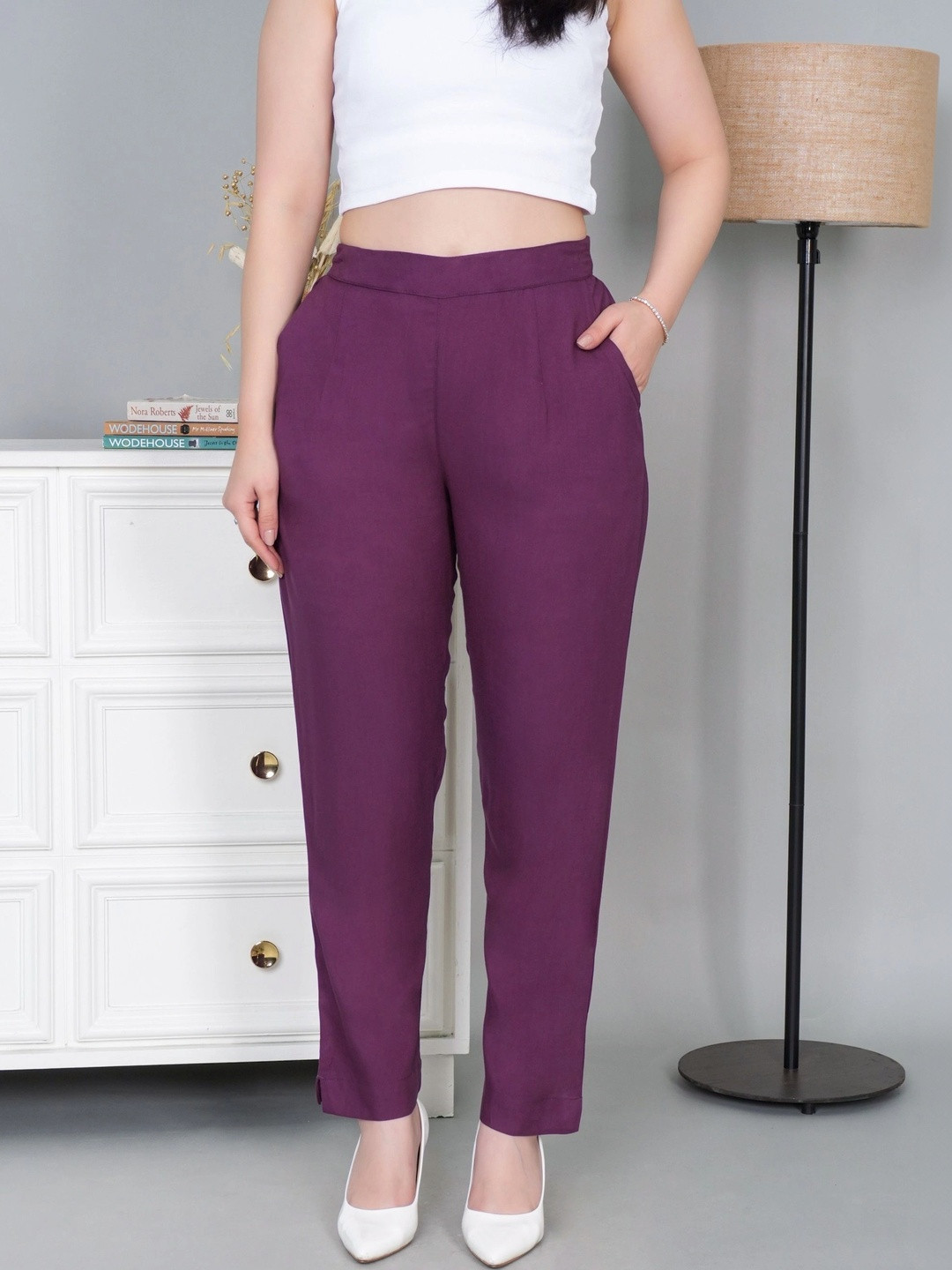 Mlada Women Relaxed High-Rise Trousers