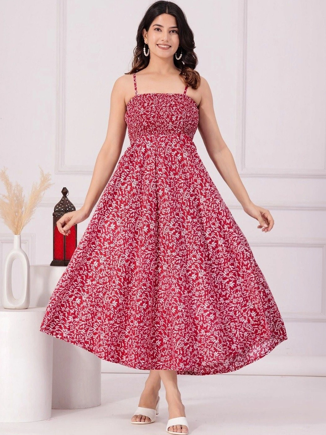 OBLEK Floral Print Fit & Flare Midi Dress