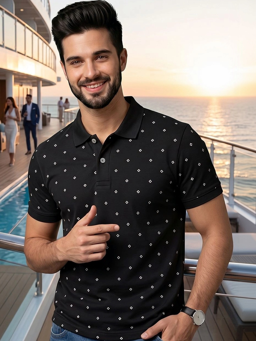 Moda Rapido Men Printed Polo Collar T-shirt