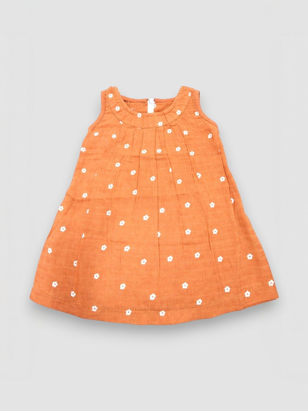 HuggleBug Baby Girls Printed Pure Cotton Muslin Sleeveless A-Line Dress