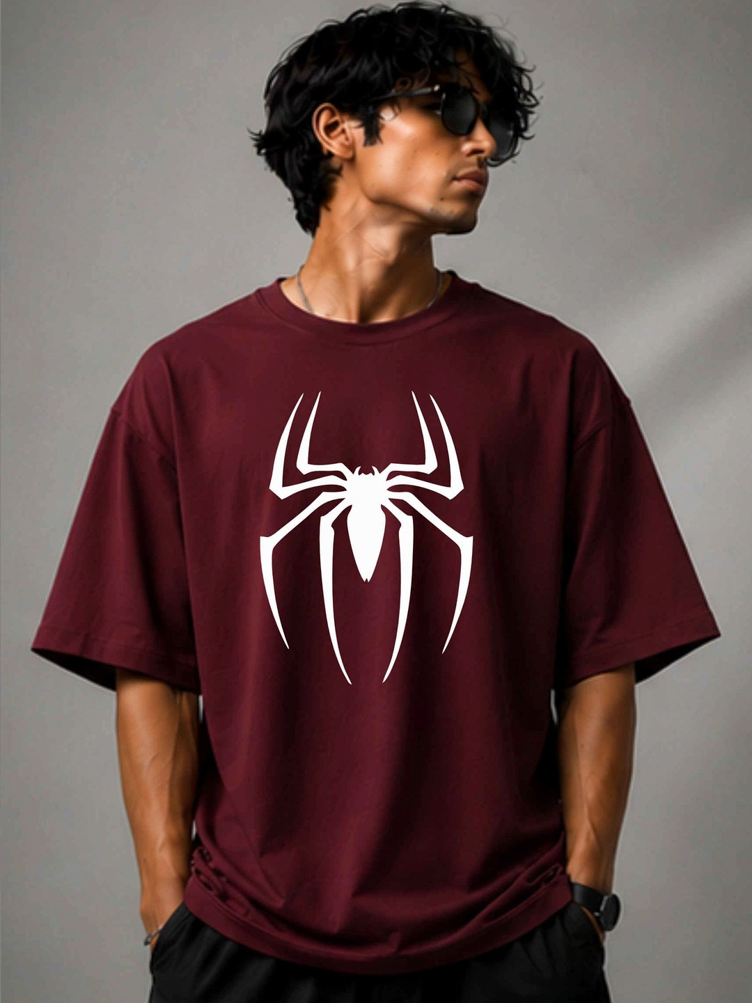 HIOR Men Printed Drop-Shoulder Sleeves T-shirt