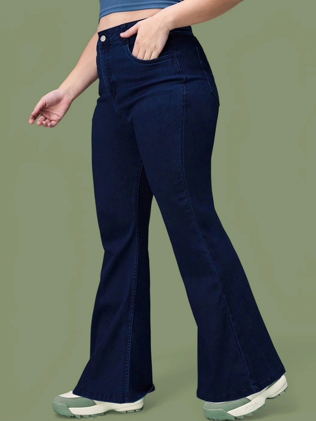Miss Chase A+ Plus Size Women's Bootcut High Rise Regular Stretchable Shaping Denim Jeans