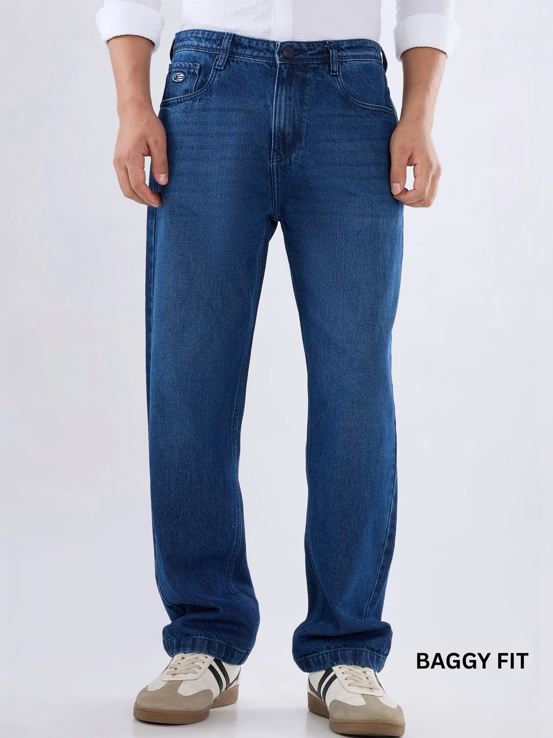 nostrum Men Mid-Rise No-Fade Baggy Fit Denim Jeans