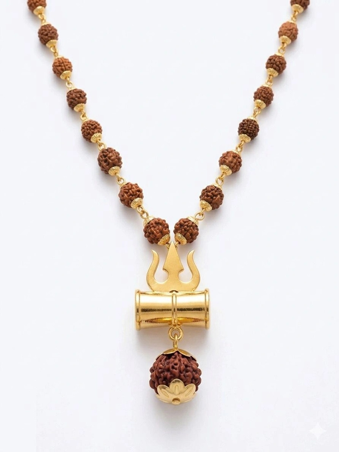 PASU FASHION Rudraksha Beaded Trisul Design Chain