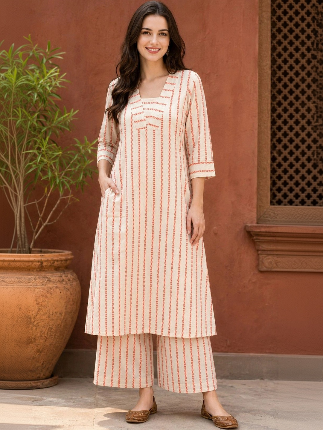 DSK STUDIO Women Printed Regular Pure Cotton Kurta with Palazzos
