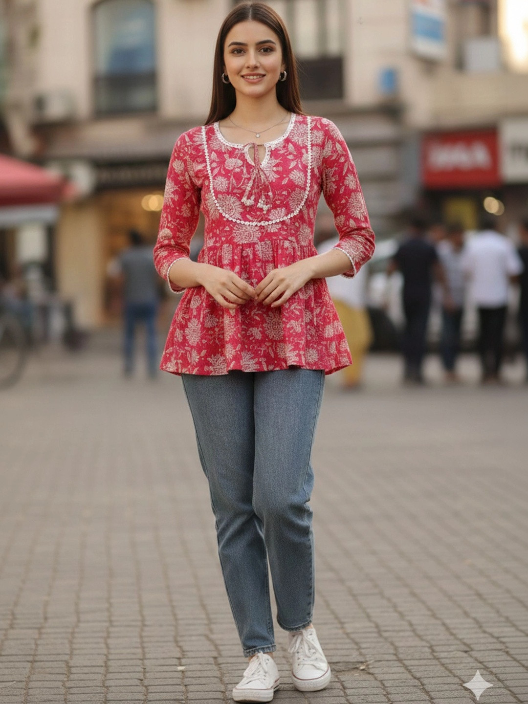Moda Rapido Floral Printed Pure Cotton Blend Empire Kurti