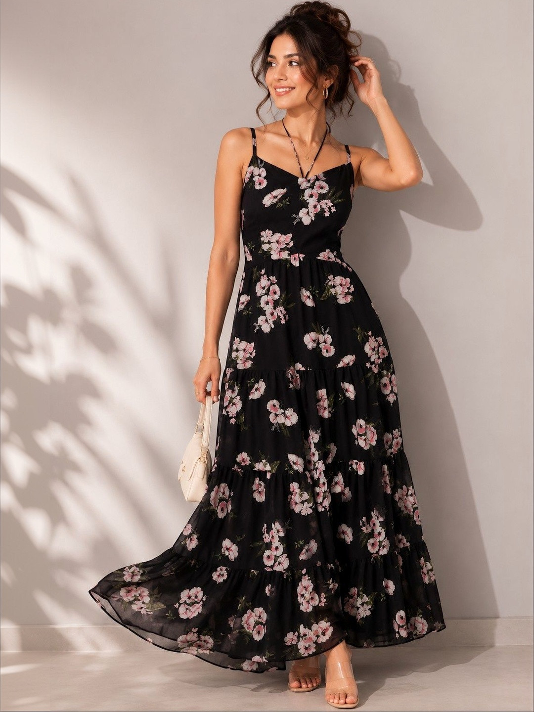 DressBerry Floral Print Georgette Maxi Dress