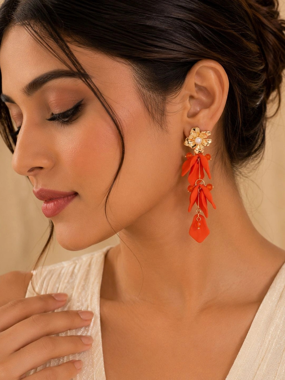 Beatnik Gold-Plated Floral Shaped Drop Earrings