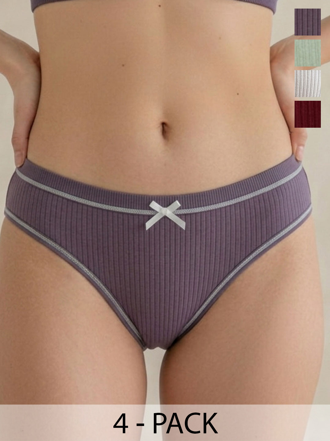 DressBerry Women Pack of 4 Self Design Basic Briefs