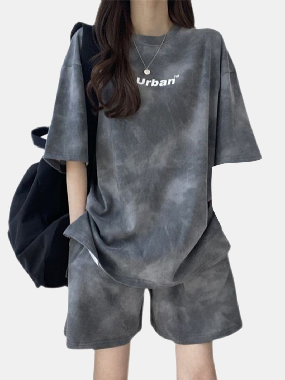 DressBerry Dyed Printed Round Neck T-Shirt With Shorts