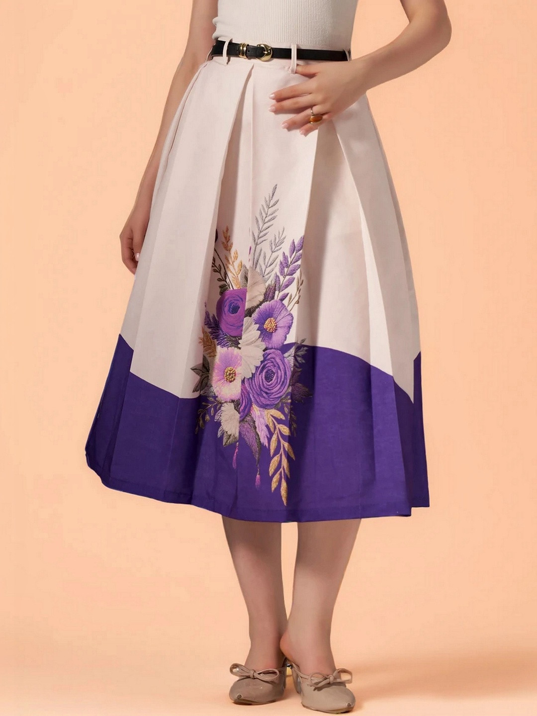 DressBerry Printed Cotton Midi A-Line Skirts