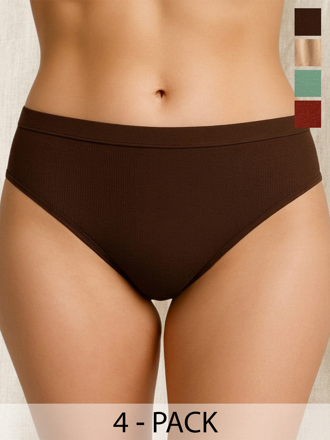 DressBerry Women Pack of 4 Cotton Basic Briefs