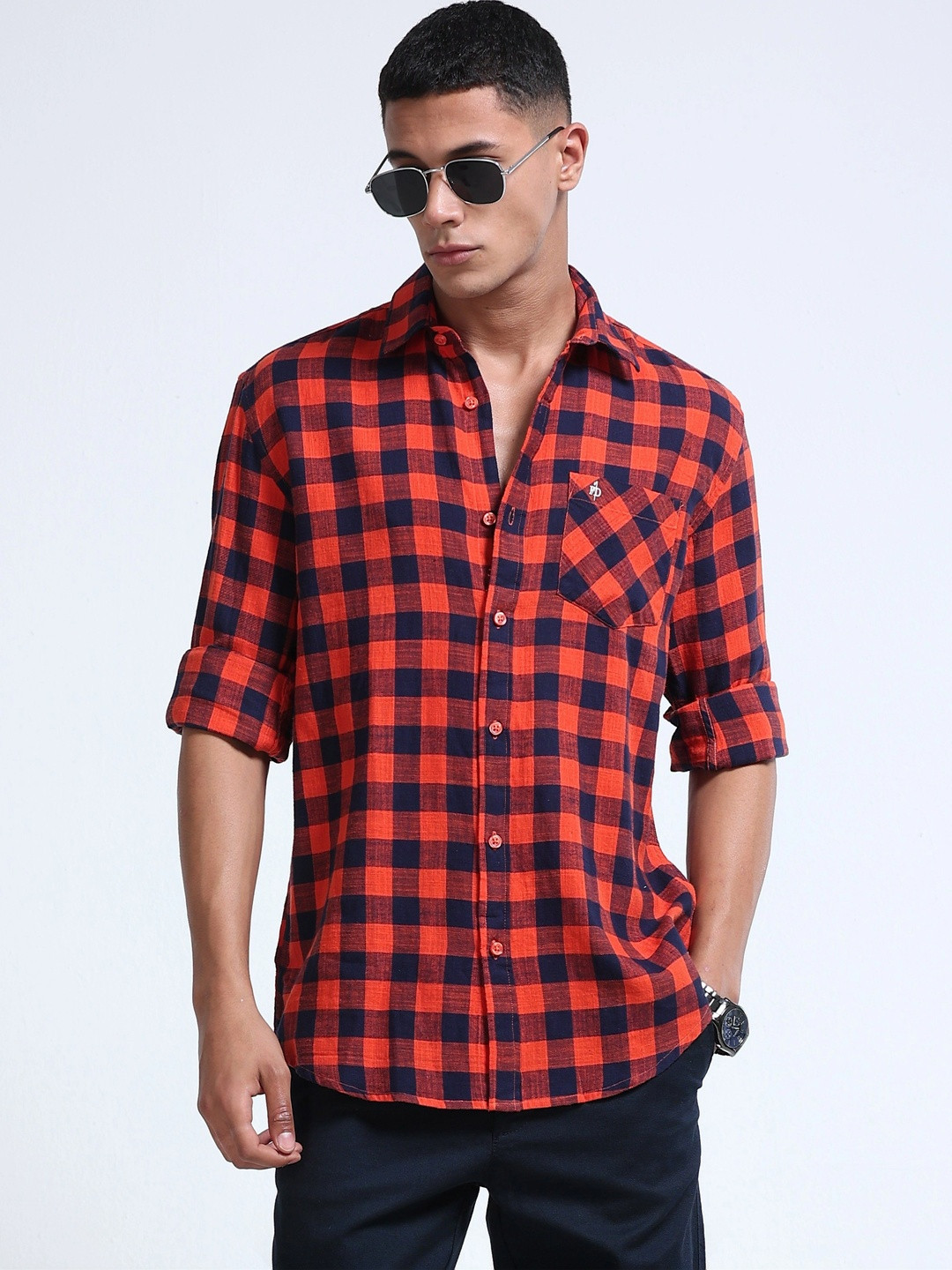 FashionDistrict Men Classic Buffalo Checks Checked Casual Shirt