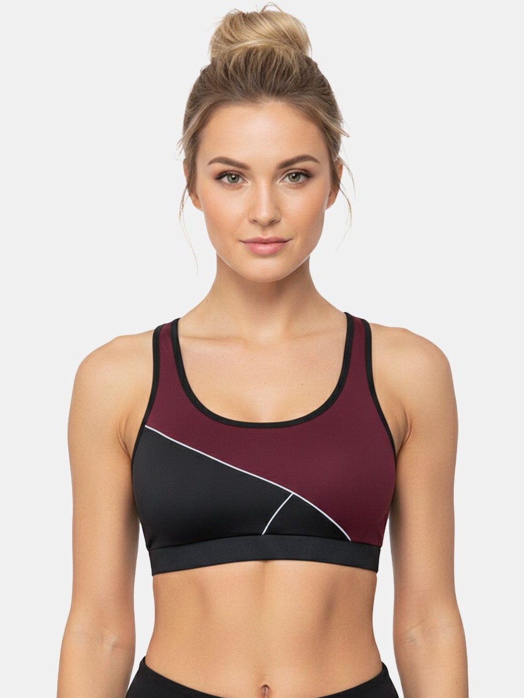 DressBerry Polyester Spandex Wireless Non Padded Seamless Sports Bra for Women Full Coverage Training Bra