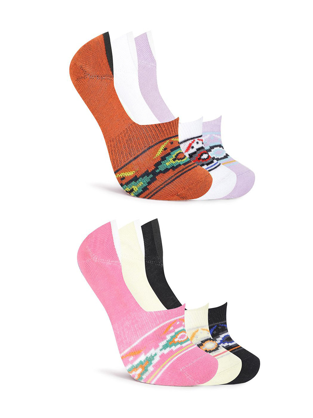 DressBerry Women Pack Of 6 Patterned Printed Shoe Liners Socks