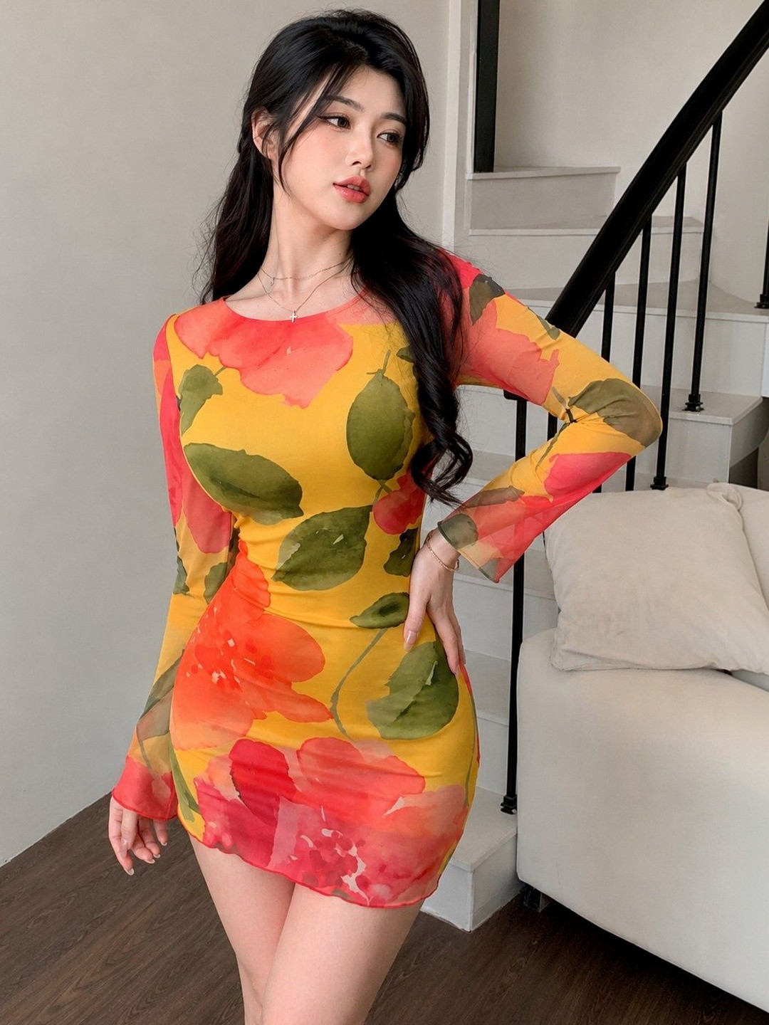 DressBerry Floral Printed Bodycon Mini Dress