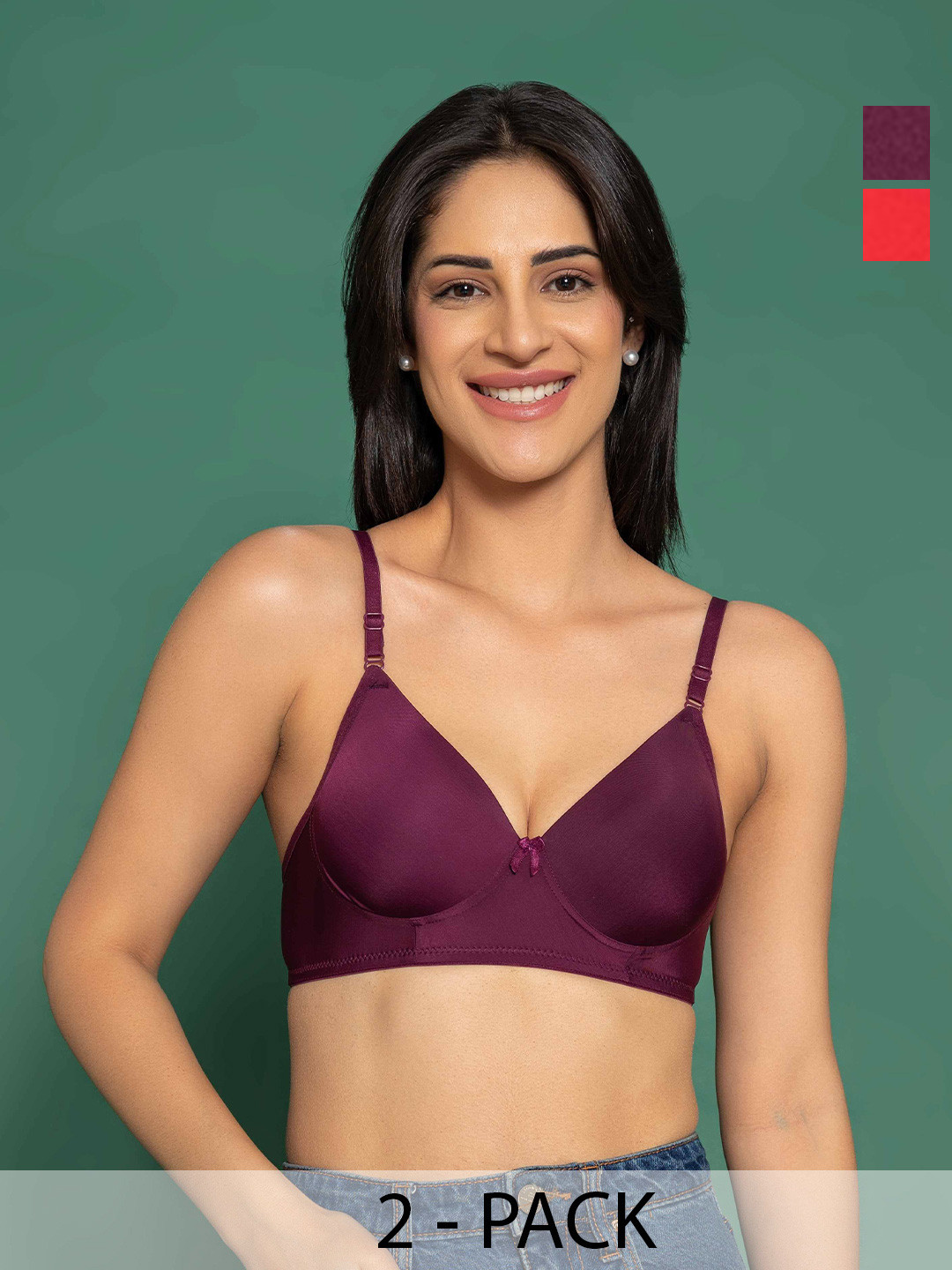 DressBerry Pack of 2 Half Coverage Lightly Padded Bra