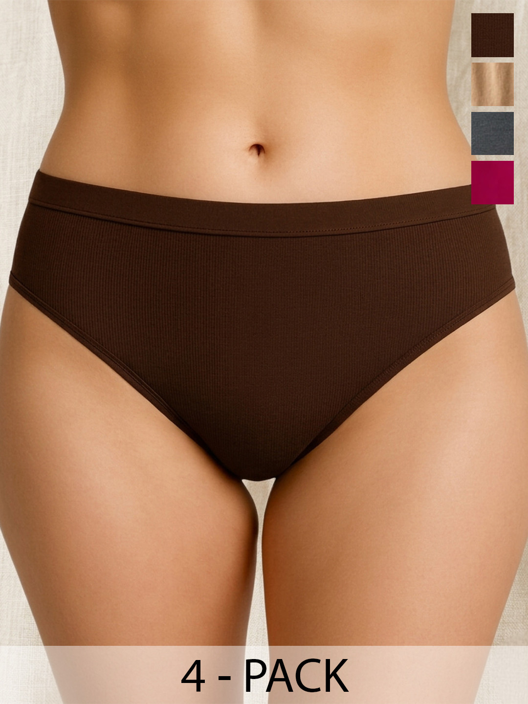 DressBerry Women Pack of 4 Self Design Cotton Basic Briefs