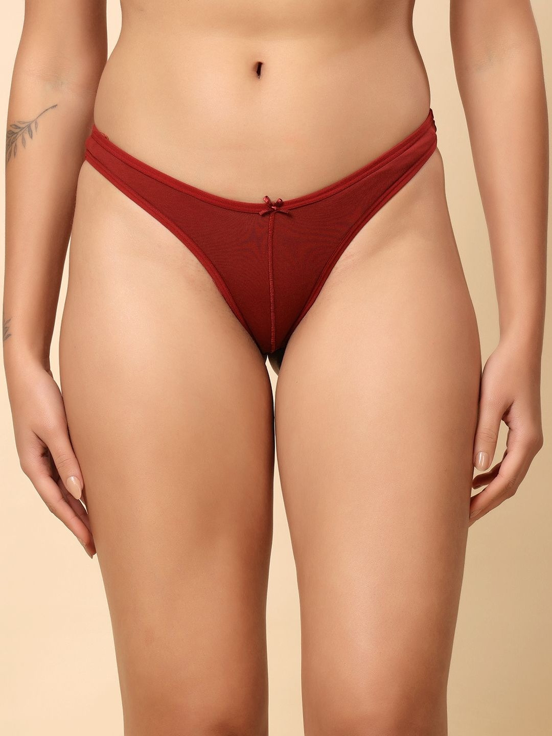 Dressberry Womens Pack Of 2 Brazilian Cotton Spandex Solid High Rise Thongs