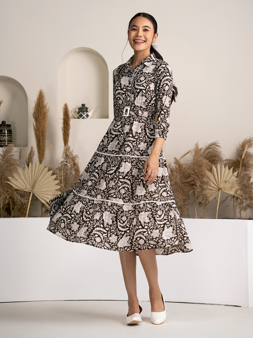 DressBerry Women Floral Printed Fit & Flare Dress