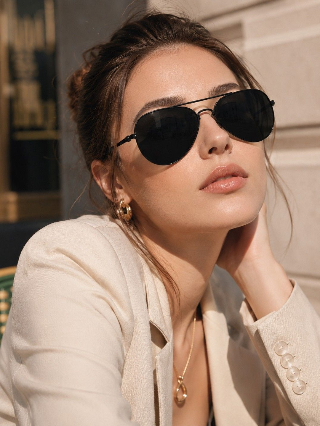 DressBerry Women Black Lens & Black Aviator Sunglasses with