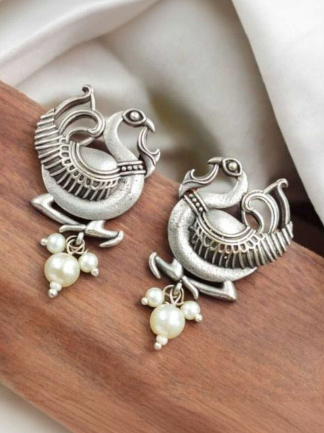 BANITHANI Peacock Shaped Studs Earrings