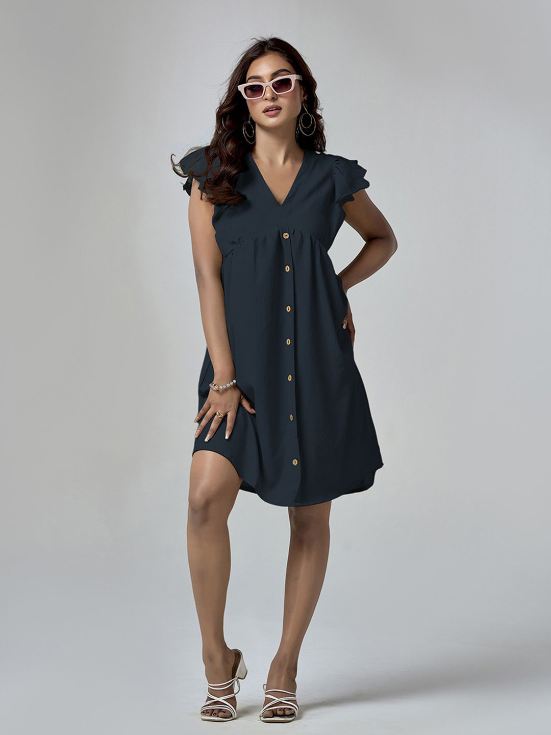 DressBerry Flutter Sleeve Fit & Flare Dress