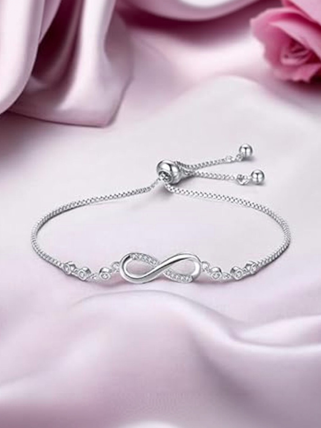 DressBerry Women Cubic Zirconia Silver-Plated Charm Bracelet