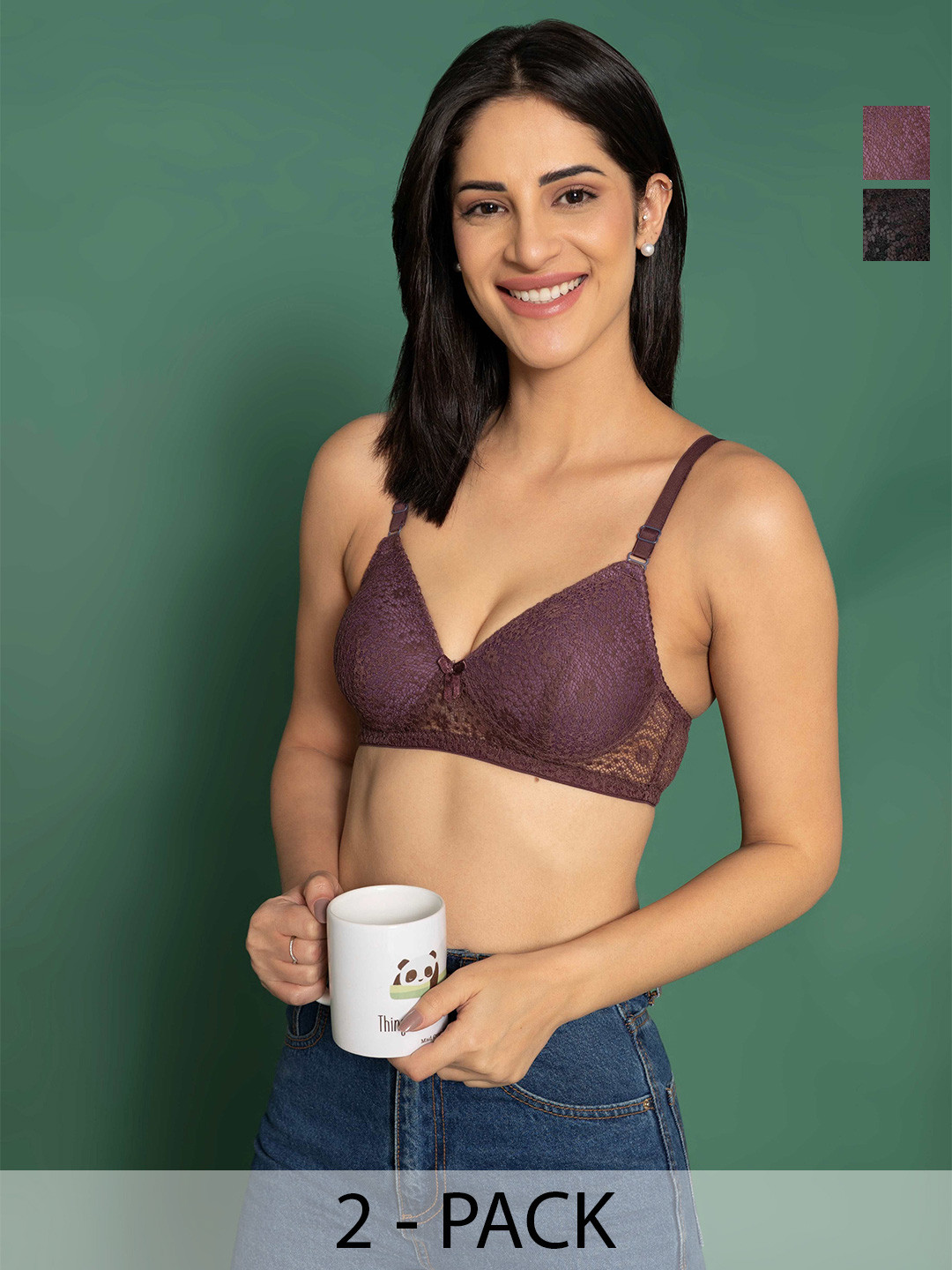 DressBerry Floral Embellished Bra Medium Coverage Heavily Padded