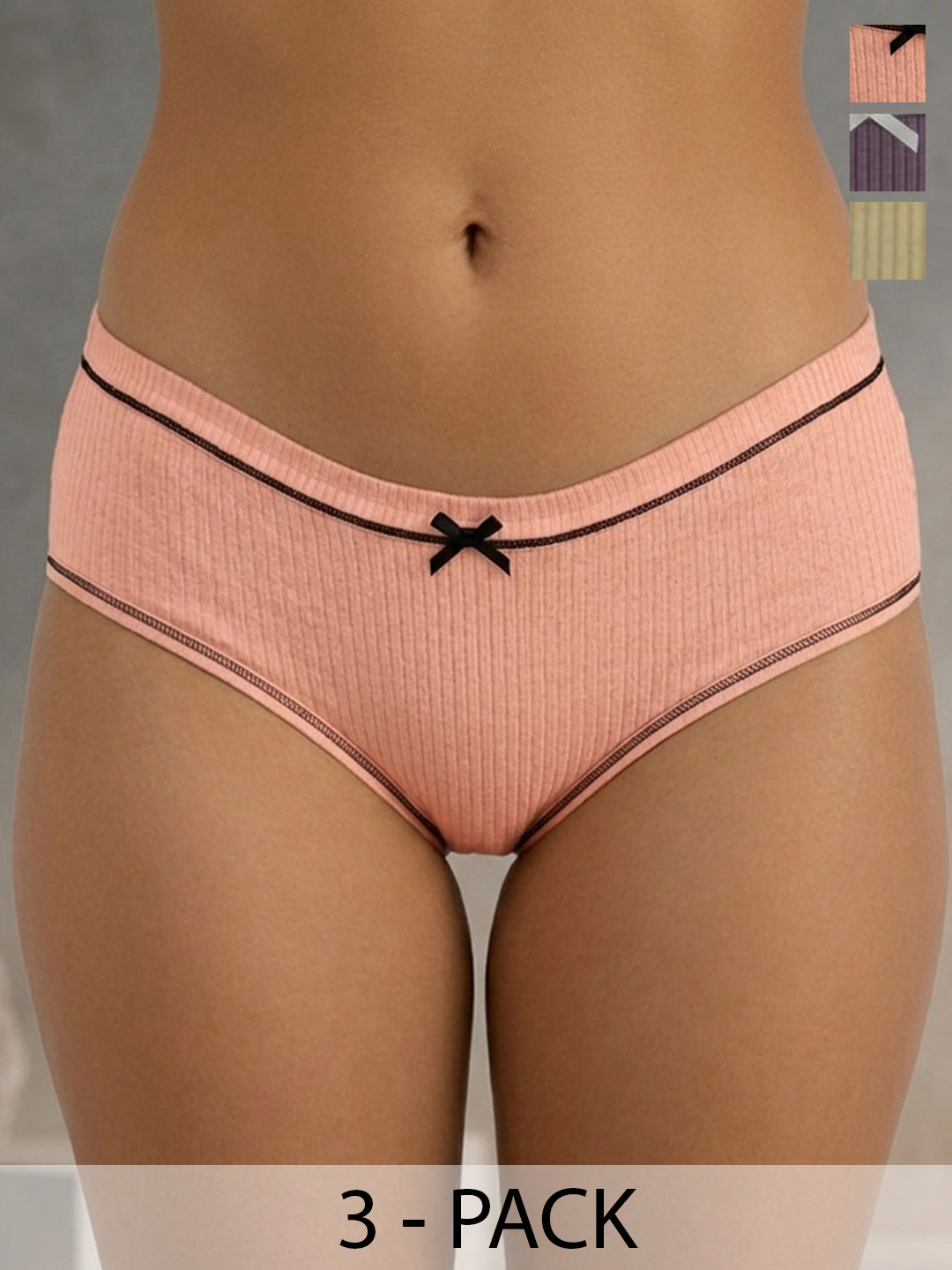 DressBerry Women Pack of 3 Self Design Basic Briefs