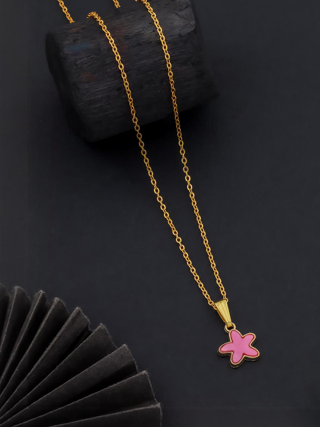 DressBerry Gold-Plated Stainless Steel Artificial Beads Necklace