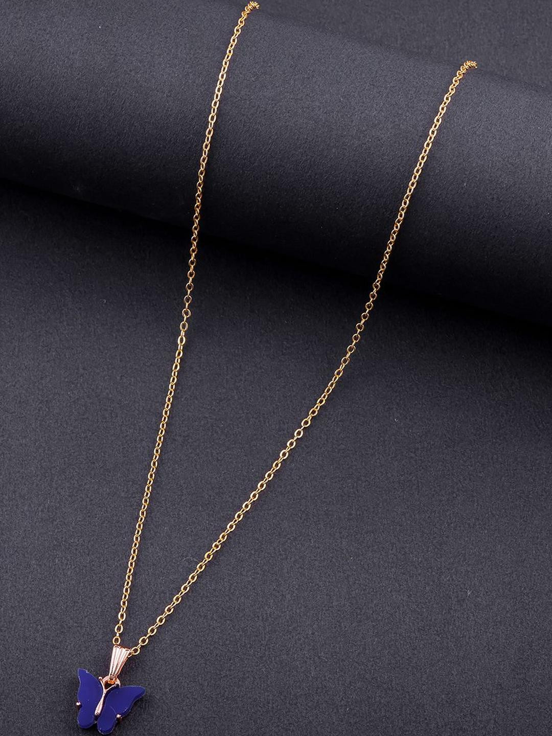 DressBerry Gold-Plated Butterfly Shaped Pendant With Chain