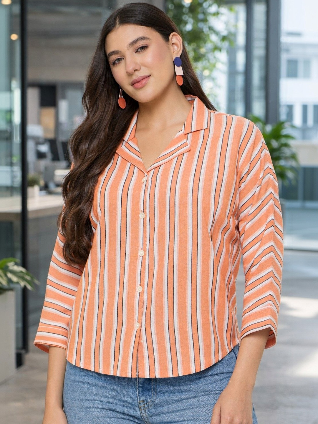 DressBerry Women Classic Multi Stripes Striped Casual Shirt