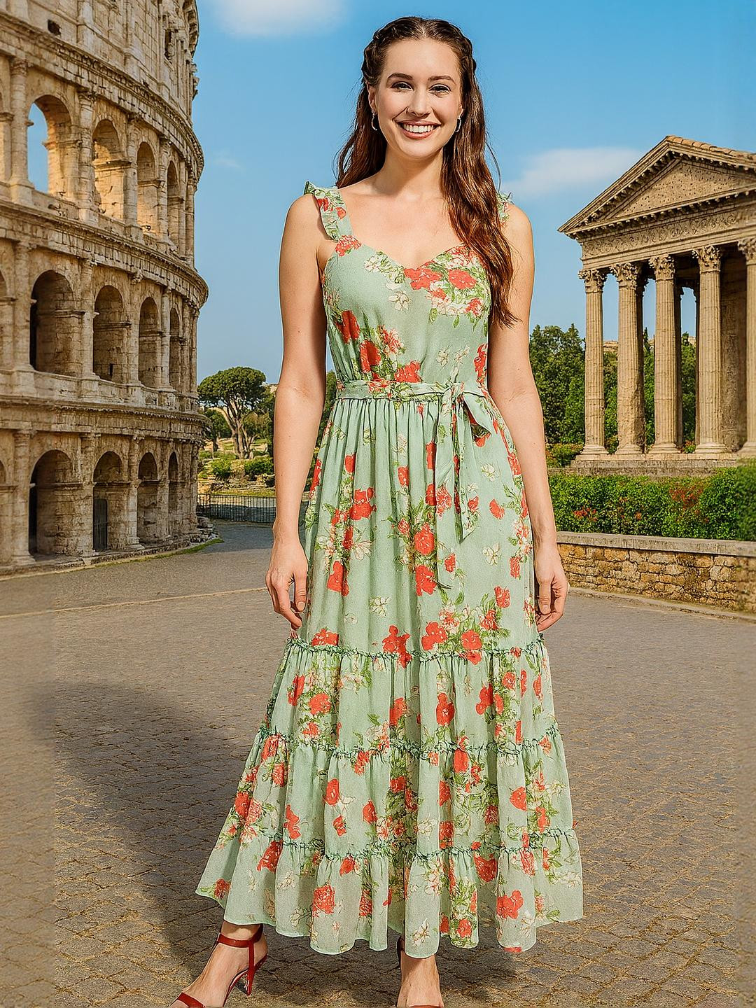 DressBerry Women Floral Print Georgette Fit & Flare Dress