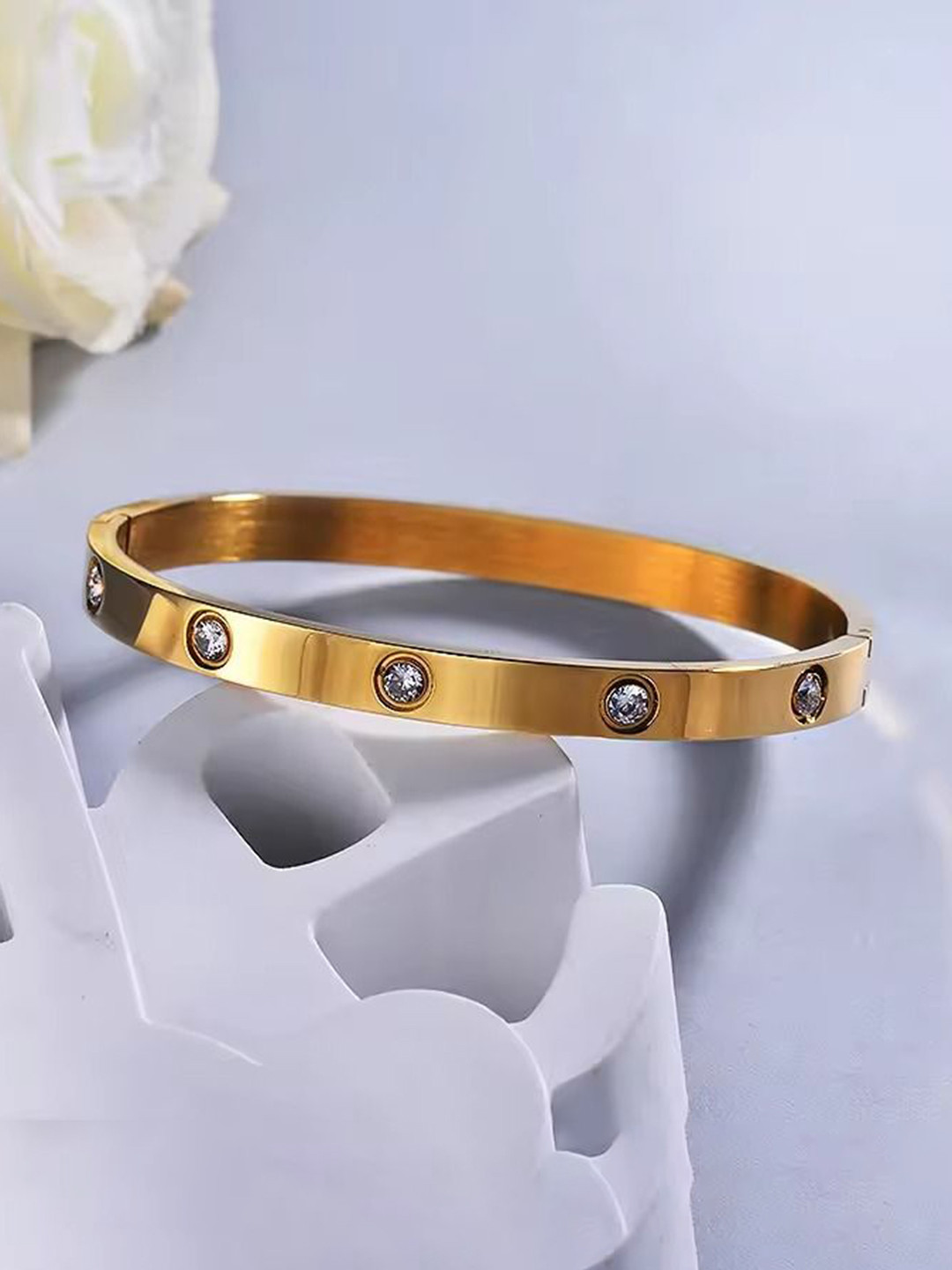 DressBerry Gold Plated American Diamond Kada Bracelet
