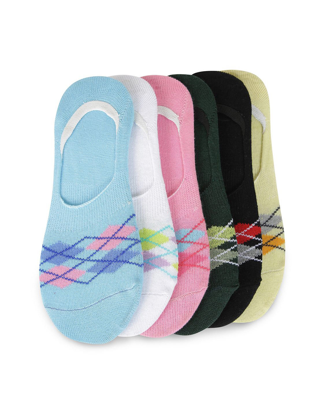 DressBerry Women Pack Of 6 Patterned Printed Shoe Liners Socks