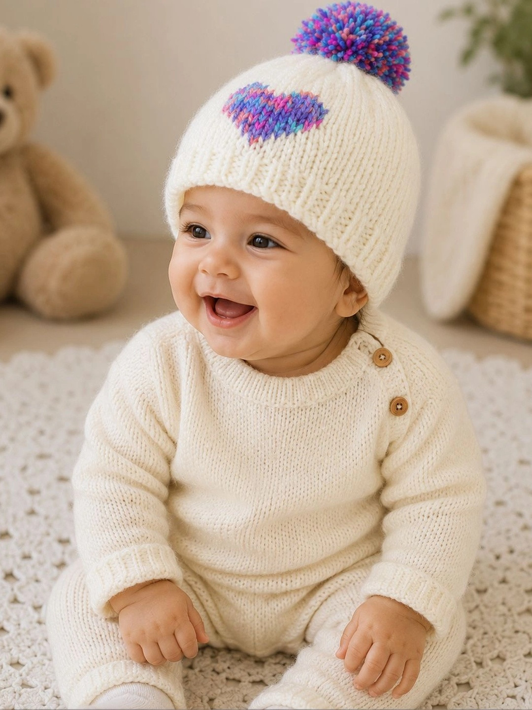 Woonie Unisex Kids Embroidered Beanie